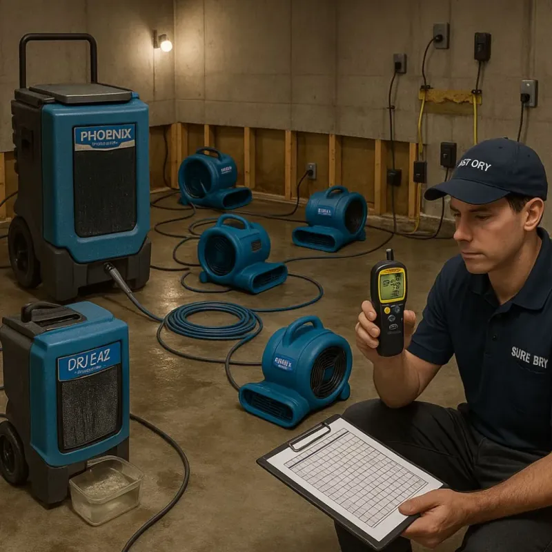 Structural Drying and Dehumidification process in East Dublin, GA